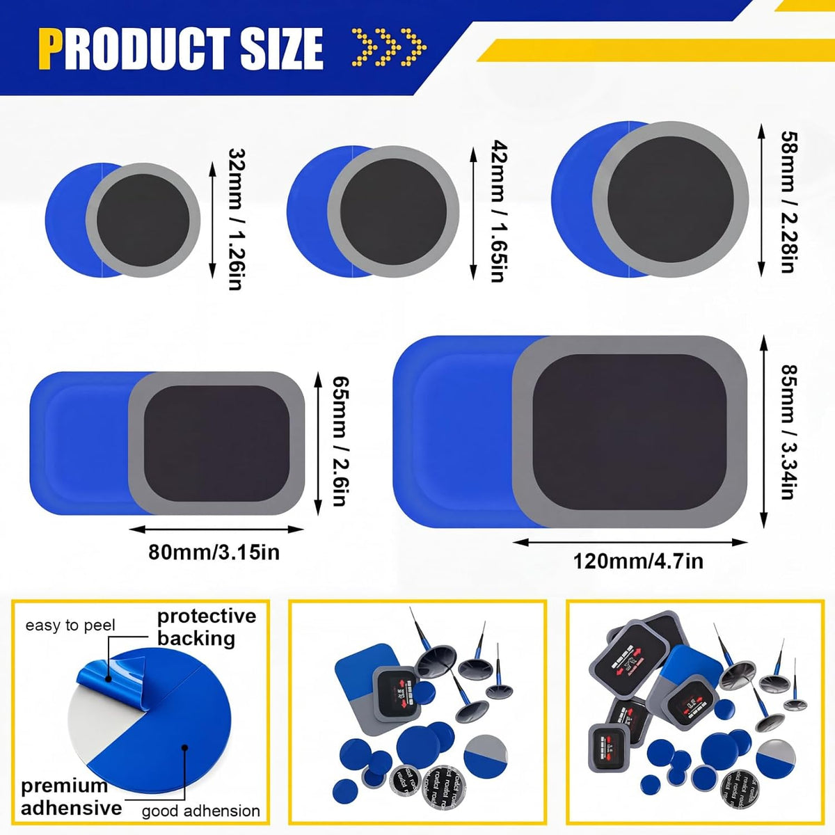 Tallew 148 Pcs Heavy Duty Tire Patches Kit, Rubber Radial Tire Patch Plug