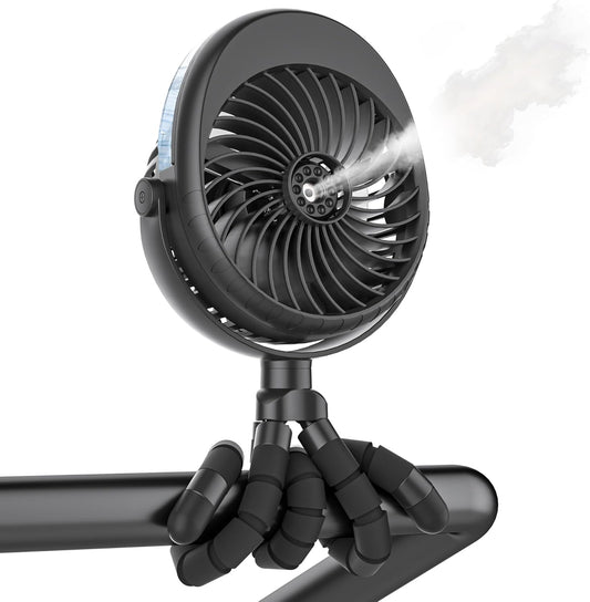 2026 Upgraded Misting Baby Stroller Fan Rechargeable, Flexible Tripod Clip for Car Seat Crib, Baby Shower Gifts & Baby Registry Search, Newborn Essentials for Beach Travel, Disney Summer Essentials