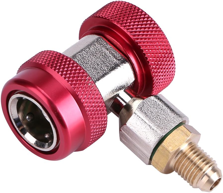 Quick Coupler,R134 A/C Low/High Quick Connector 1/4" Air Conditioning Coupler Adapter + Extractor Valve Core for Car Add Fluorine(High Pressure)