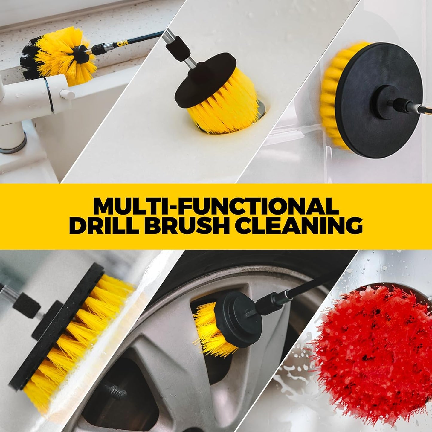 Holikme 22Pack Drill Brush Attachments Set,Scrub Pads & Sponge, Buffing Pads,Power Scrubber Brush,Car Polishing Pad Kit,Wax Applicator Pad,Car Cleaning Kit,Masonry Brushes,Cleaning Supplies