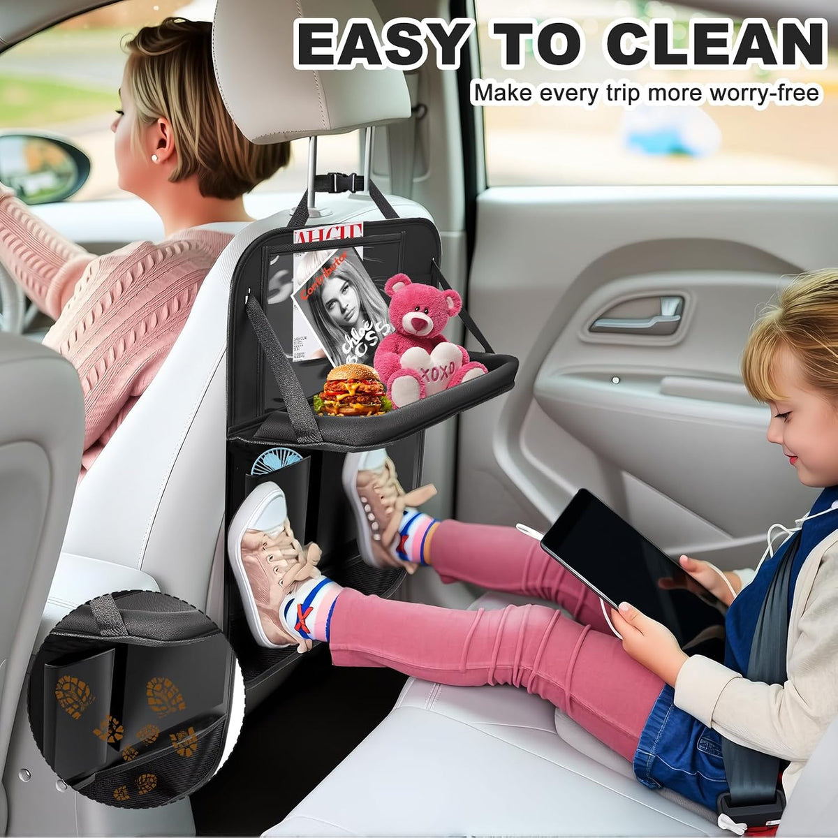 2Pack Car Backseat Organizer with Table Tray Car Organizer Back Seat