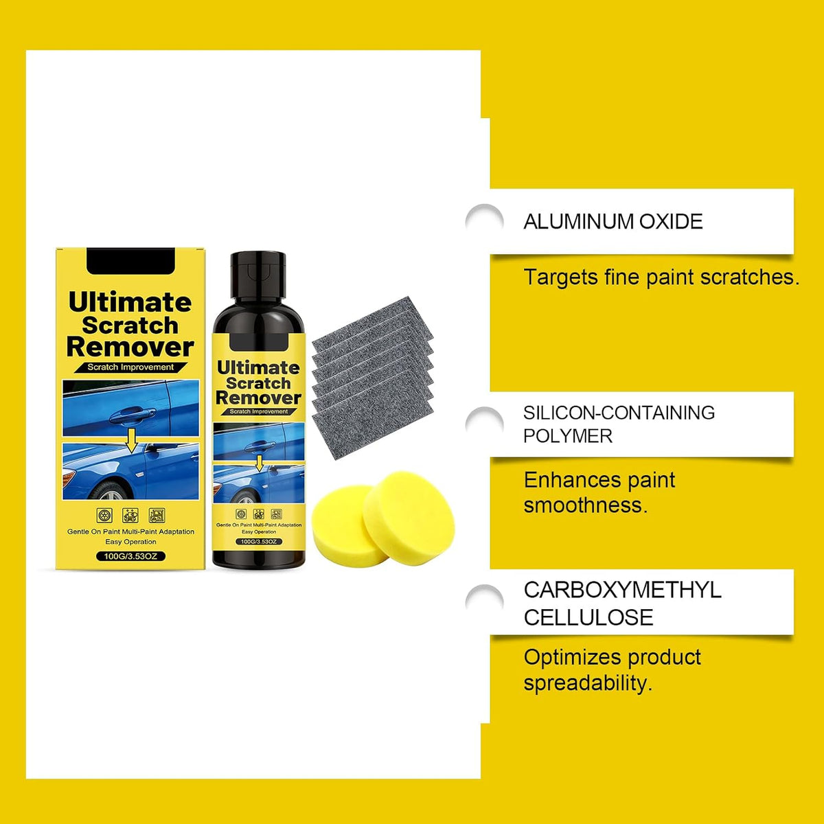 Car Scratch Remover Paste with Sponge & Clothes, Recover Coating