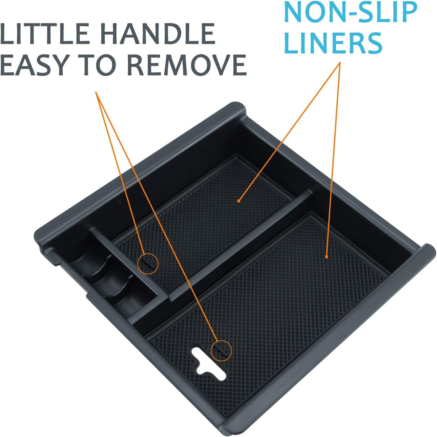 JKCOVER Center Console Accessory Organizer Compatible with Toyota Tacoma 2016 2017 2018 2019 2020 2021 2022 2023, ABS Material Box Insert Tray (Black trim)