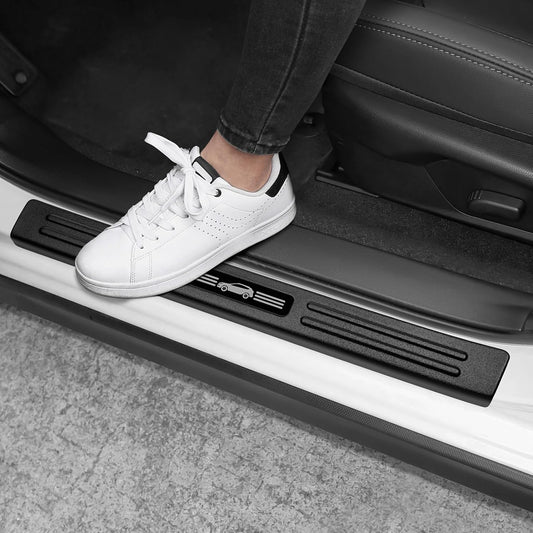 4PCS Door Sill Protector Compatible with Subaru 2024-2026 Crosstrek Impreza Accessories Matte Black ABS Plastic Material Automobile Door Entry Guards