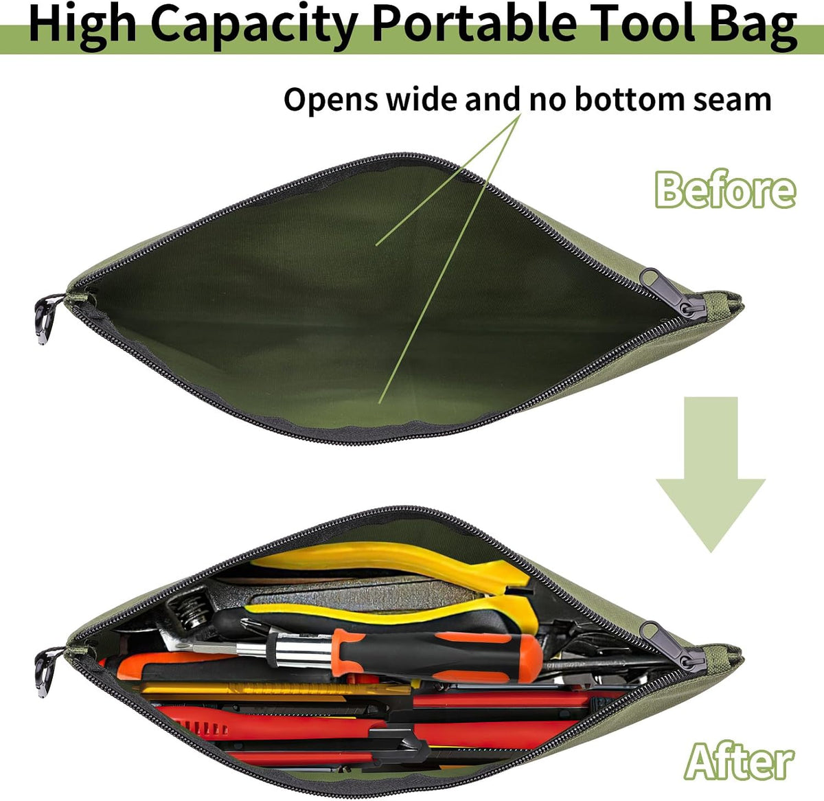 6 Pack Tool Bag Zipper Pouch, Premium Tool Pouch, Utility Storage Organizer