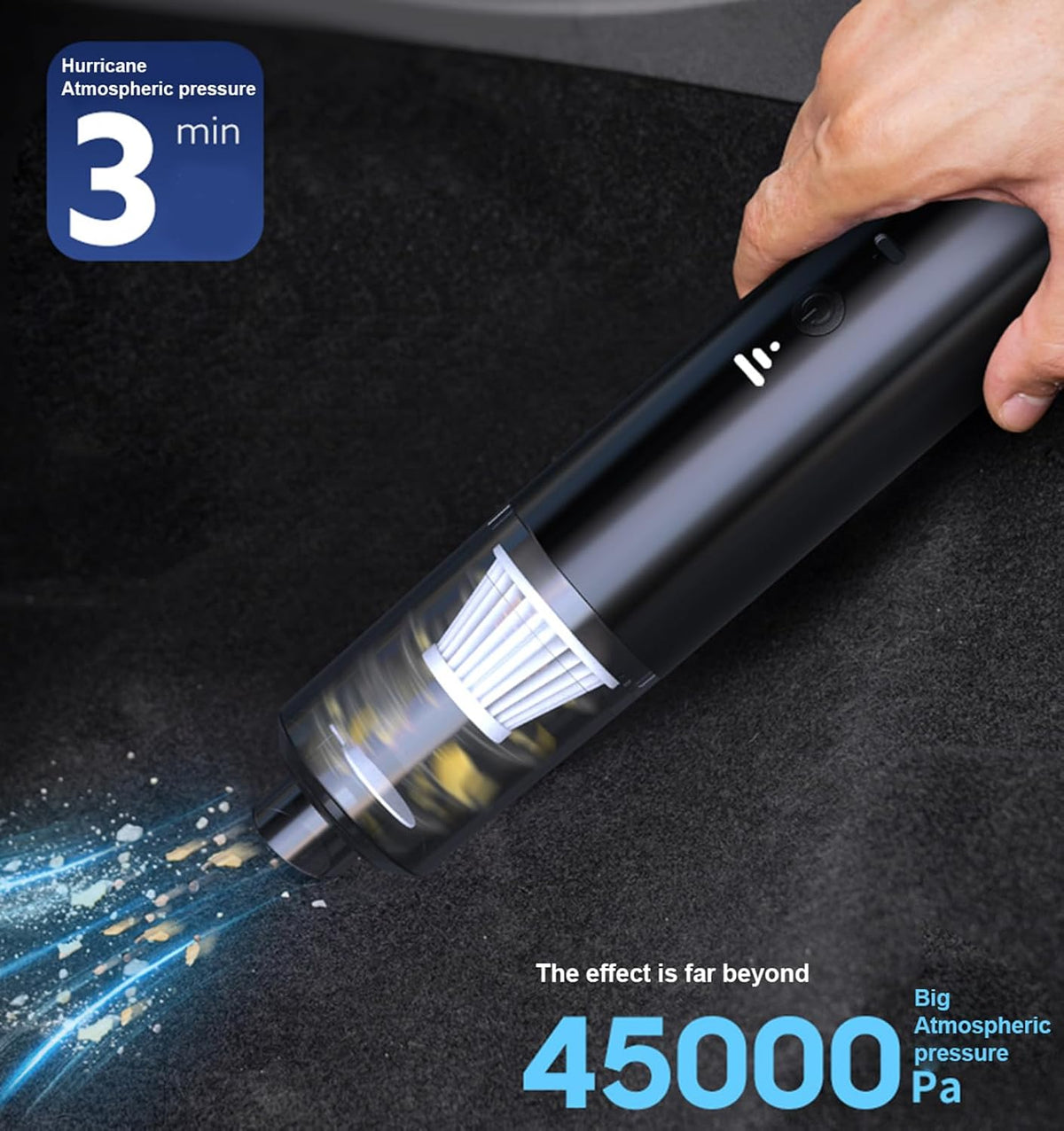 Car Vacuum Cleaner Dust-Catcher with Suction Mouth Brush and Blow Mouth Low Noise Dry and Wet Use Type-C Charging Strong Suction Cordless Vacuum Sweeper for Home and Auto Interior