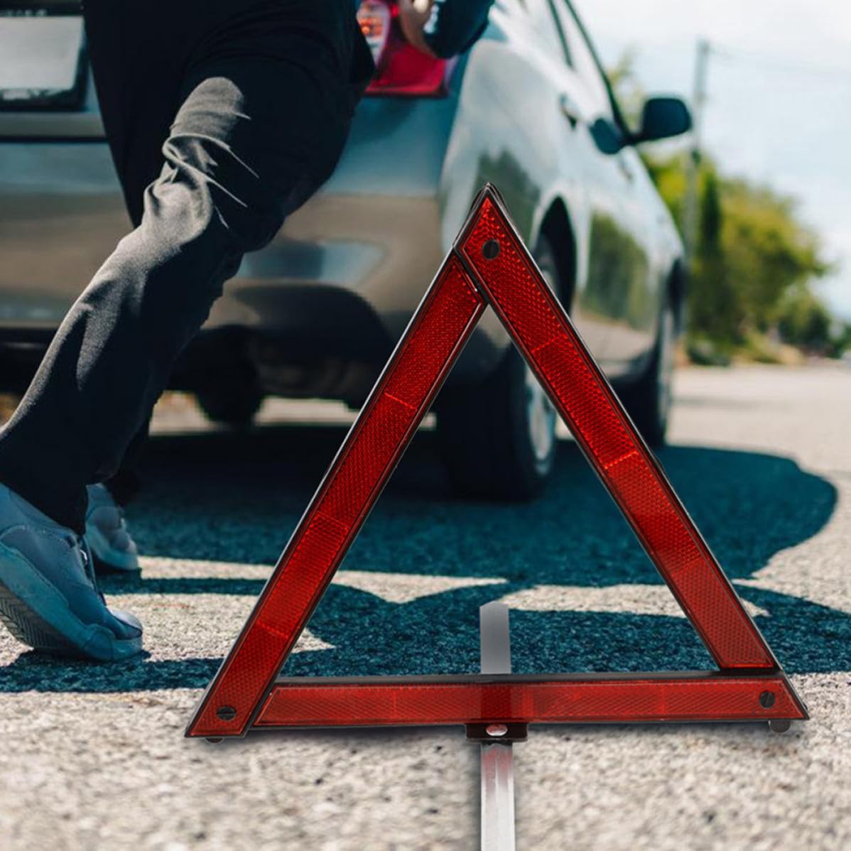 Luxshiny 5pcs Foldable Red Warning Triangle for Car and Vehicle Road Safety