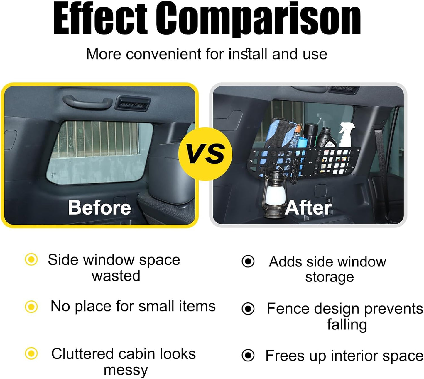 Trunk Side Window Molle Panels Compatible with Toyota Land Cruiser Prado 250 J250 LC250 2024 2025 2026 Rear Window Left Right Side Storage Rack Bracket Organizer Accessories