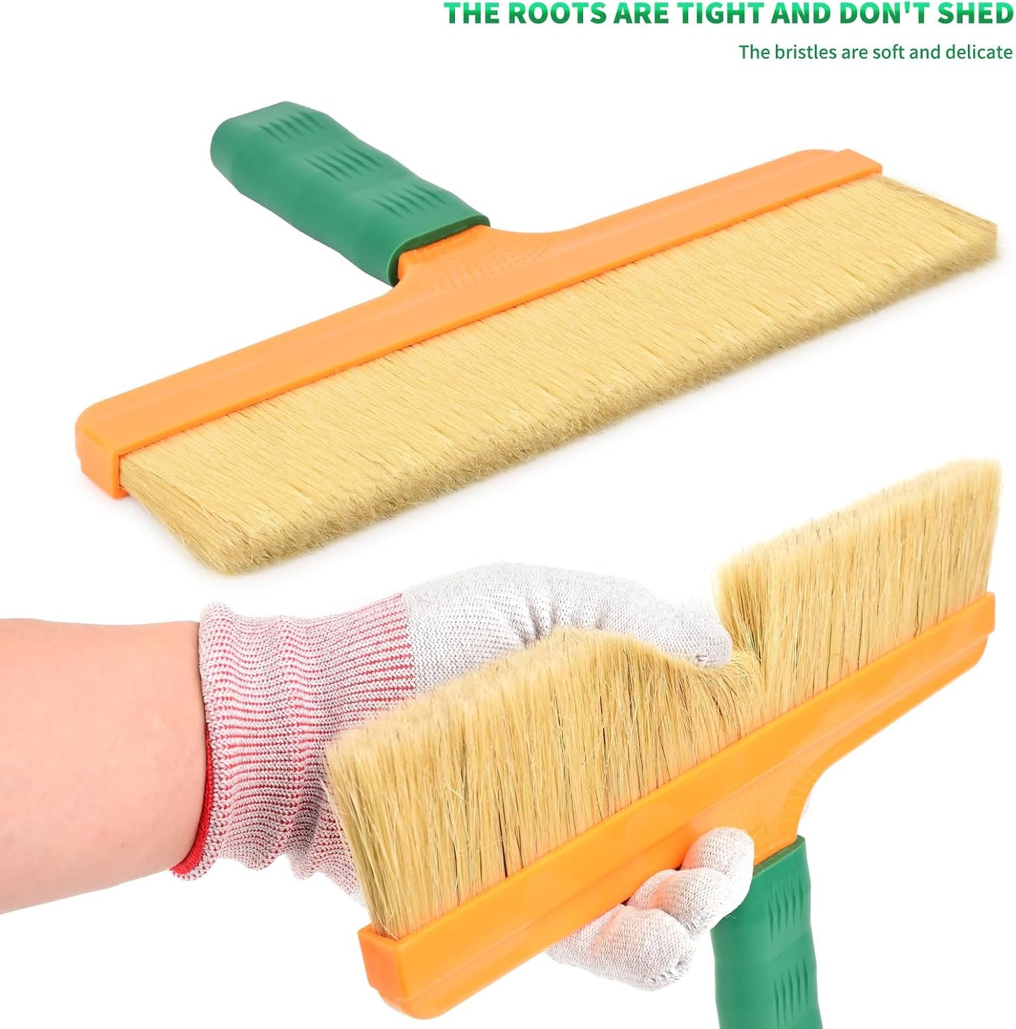 FOSHIO Brush Wrap Tool, 12" Professional Soft Boar Hair Bristle Car Detailing Brush with Rubber Handle for Vinyl Wrapping, Cleaning Interiors & Exteriors Car Wash & Window Tint Brush Tool