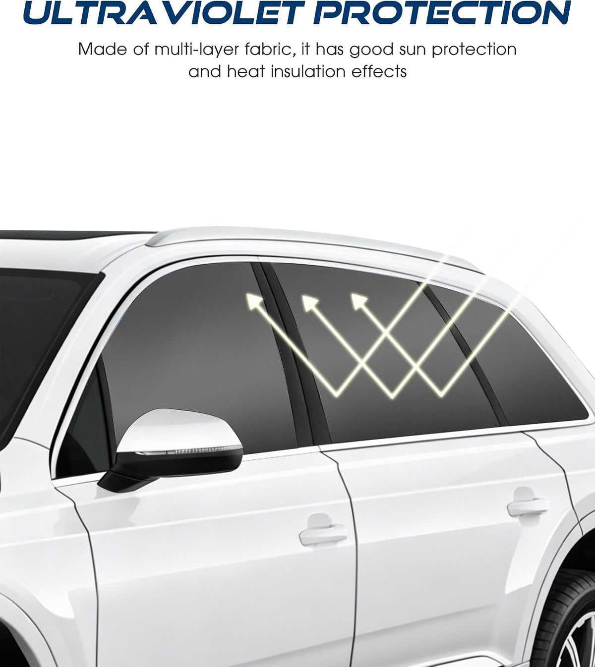 Car Sun Shade,Car Accessories Universal Magnetic Side Window Sun Shade,Black Out Window Cover,Protects Privacy,Reflects Sunlight,Automotive Windows Sunshades (Black, Front+Rear)