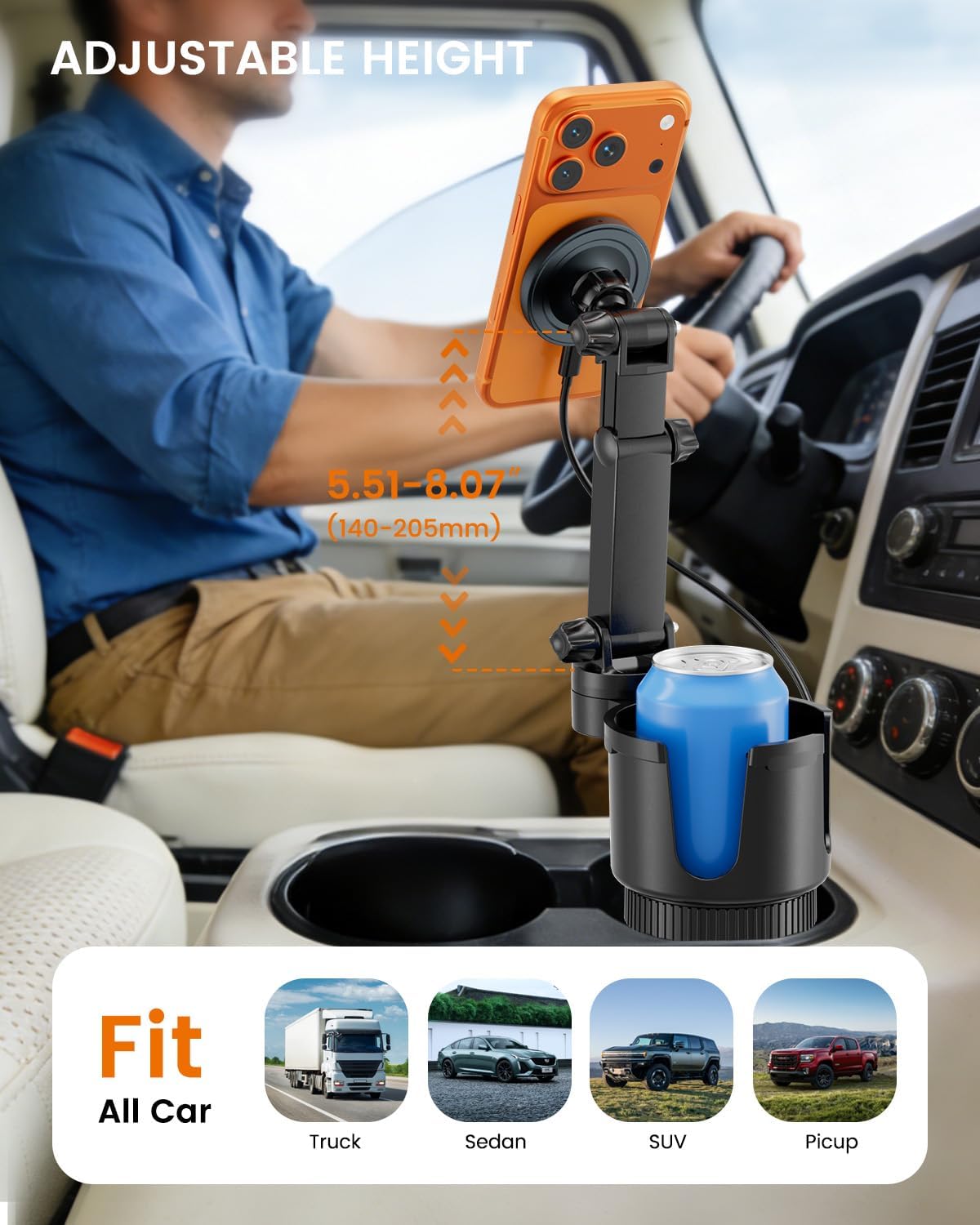 OHLPRO for iPhone 17 Pro Max MagSafe Car Charger Cup Holder Mount, Gray