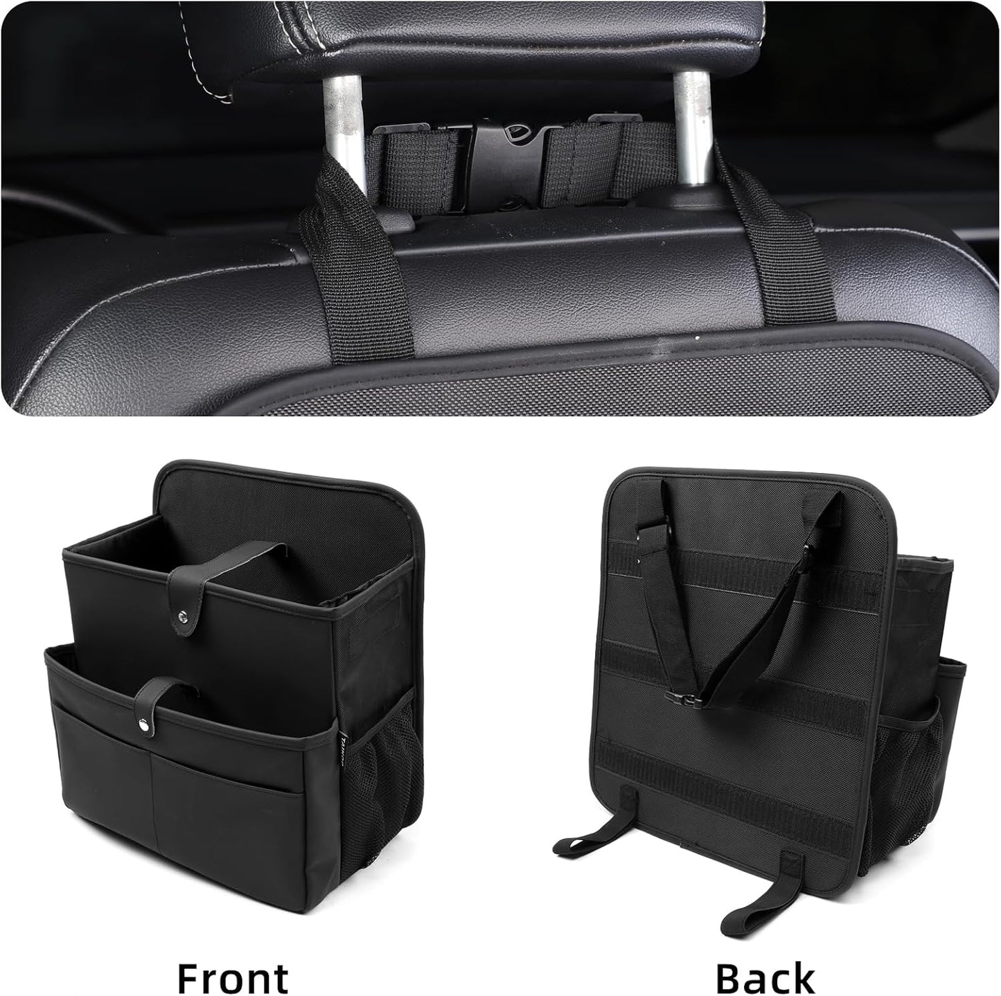 TAIKOO Front Seat Car Organizer Passenger Seat Organizer for Car Truck SUV | Leather Car Seat Organizer with Large 13.8" Pocket for Laptop Tablet File Folder, Hanging Backseat Storage for Vehicle