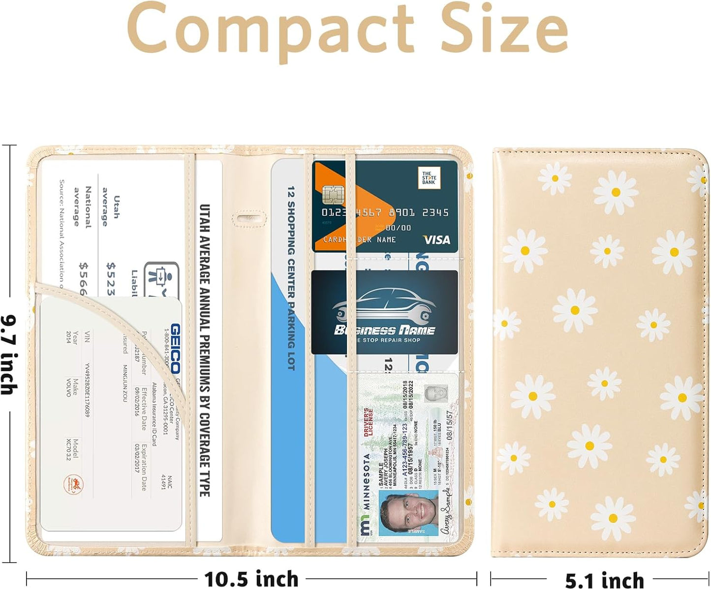 CoBak Car Registration and Insurance Holder | Vehicle Glove Box Organizer, Auto Truck Compartment Document Case with Magnetic Closure for Insurance &amp; Driver License