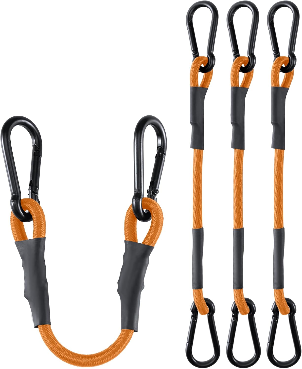 8 Pack 12 Inch Heavy Duty Bungee Cords with Carabiner Hooks, 190 lbs Max Strength Bungee Straps for Cargo, Bike, Cart, Roof Rack, Truck, Tent, Camping, Motorcycle, Outdoor Storage and More, Orange