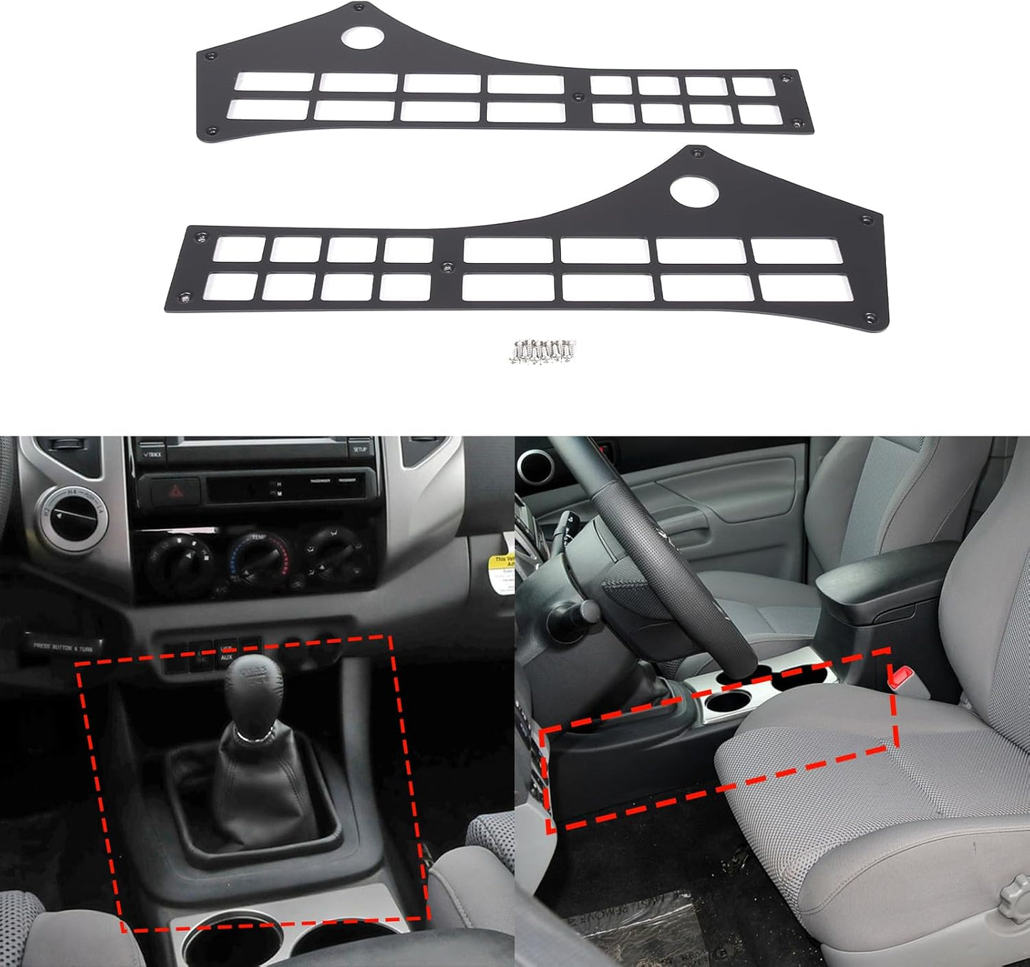Interior Storage Molle Panel Center Console Organizer, Alloy Car Interior Center Console Modular Storage Panel Compatible with Toyota Tacoma 2006-2010 2011-2014 Accessories(Without Storage Box)