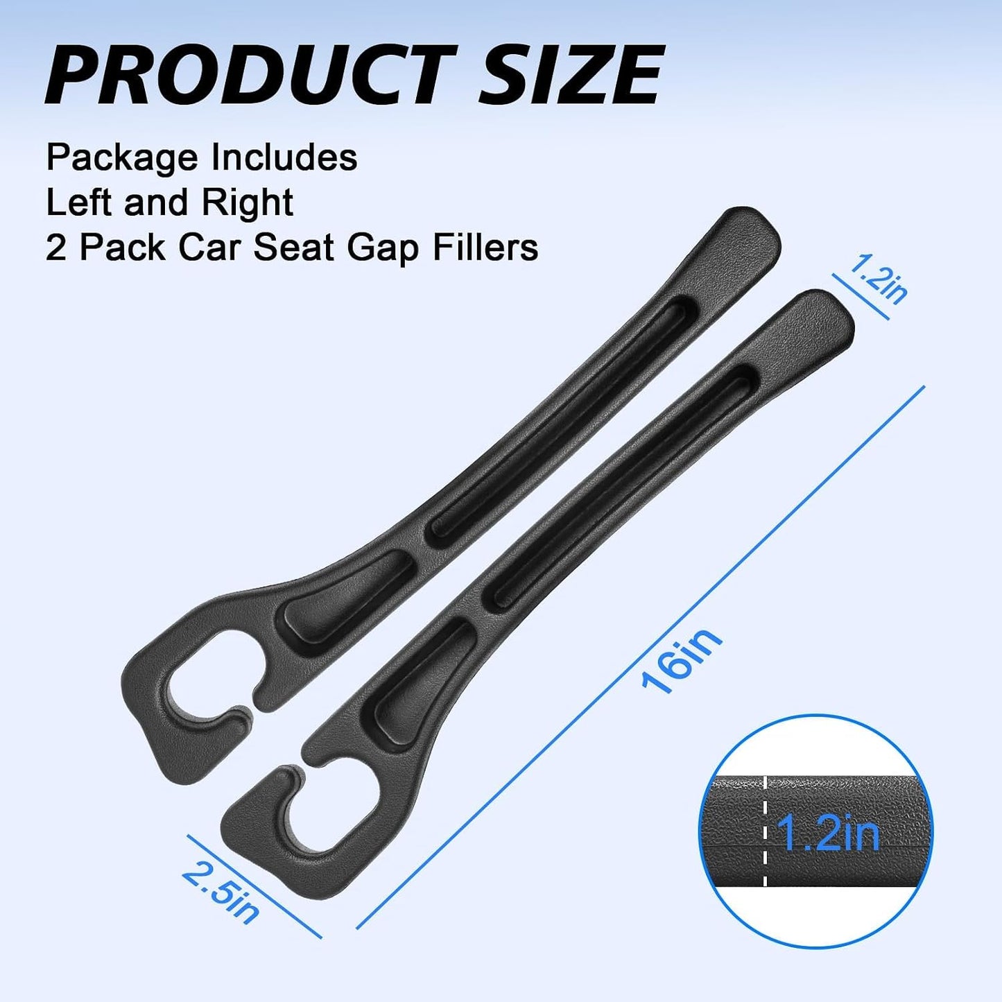 Car Seat Gap Filler 2 Pack, Built-in Storage Slot & Seat Belt Pass-Through Design, No-Readjust Gap Blocker Organizer for SUV Truck Sedan, Universal Fit Car Interior Accessories