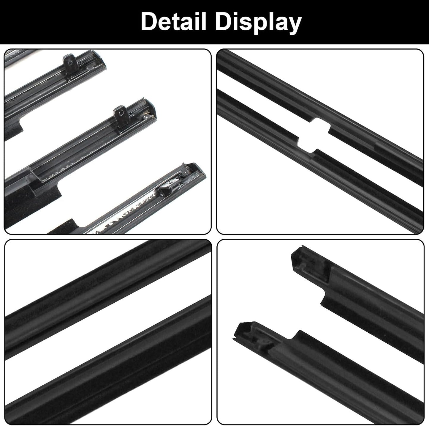 Weatherstrip Window Trim Compatible with Toyota Highlander 2008 2009 2010 Black Door Weather Stripps Molding Seal Belt Outside 4pcs