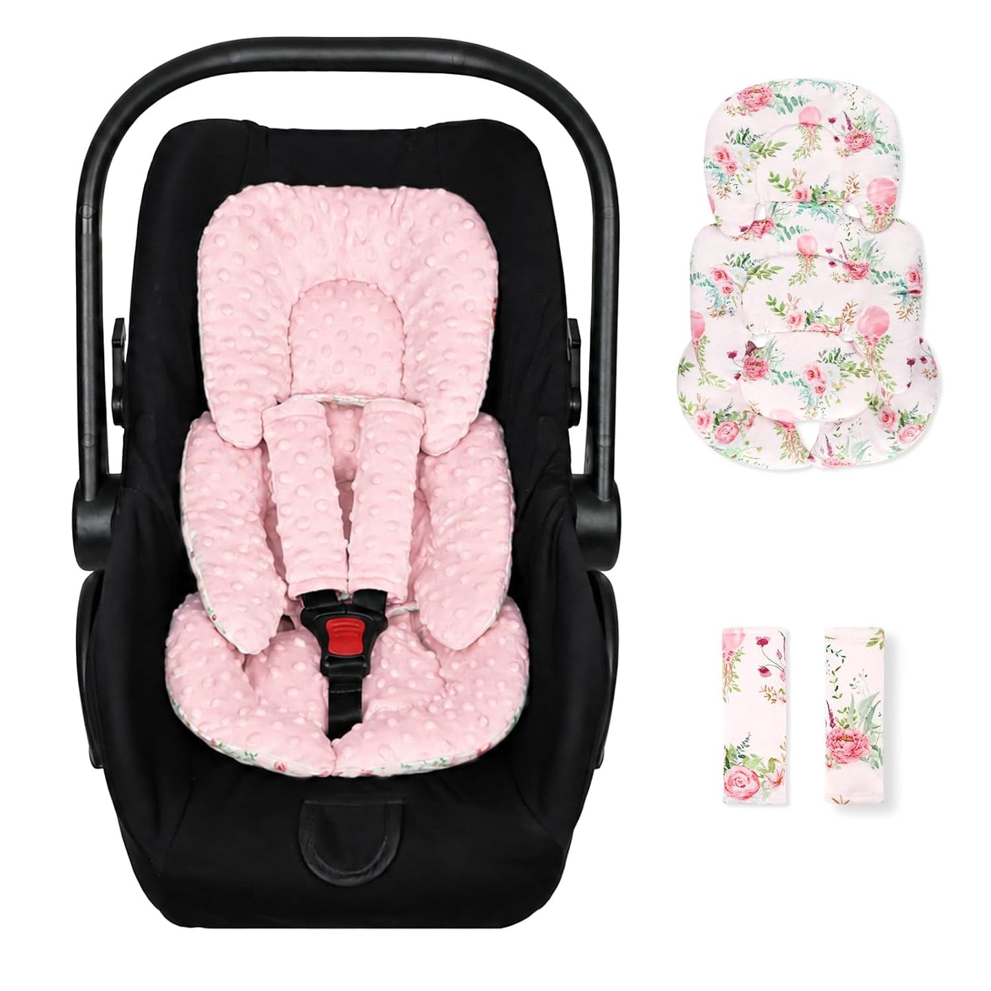 Infant Car Seat Insert, Car Seat Head Support Baby with 2 Covers, Ultra-Soft Newborn Carseat Insert, Perfect for Car Seat, Stroller, Swing, Animals