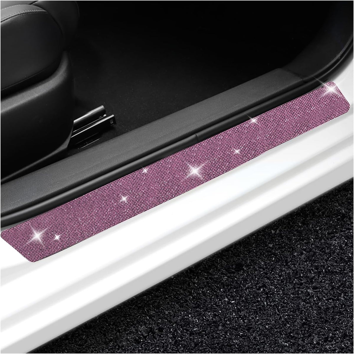 2 PCS Bling Car Door Sill Protector, Rhinestone Auto Door Entry Guard Anti-Scratch Protective Strip, Sparkling Anti-Collision Threshold Bumper Scuff Sticker for Most Cars (Colorful, 2.75 Inch)