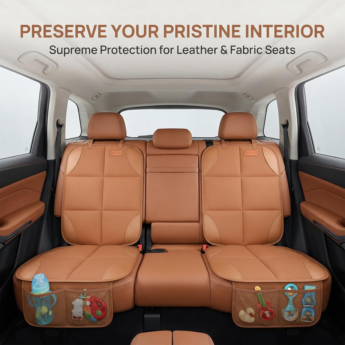 SMART ELF Car Seat Protector 2-Pack, Thick Padding Cushion (Dark Brown)