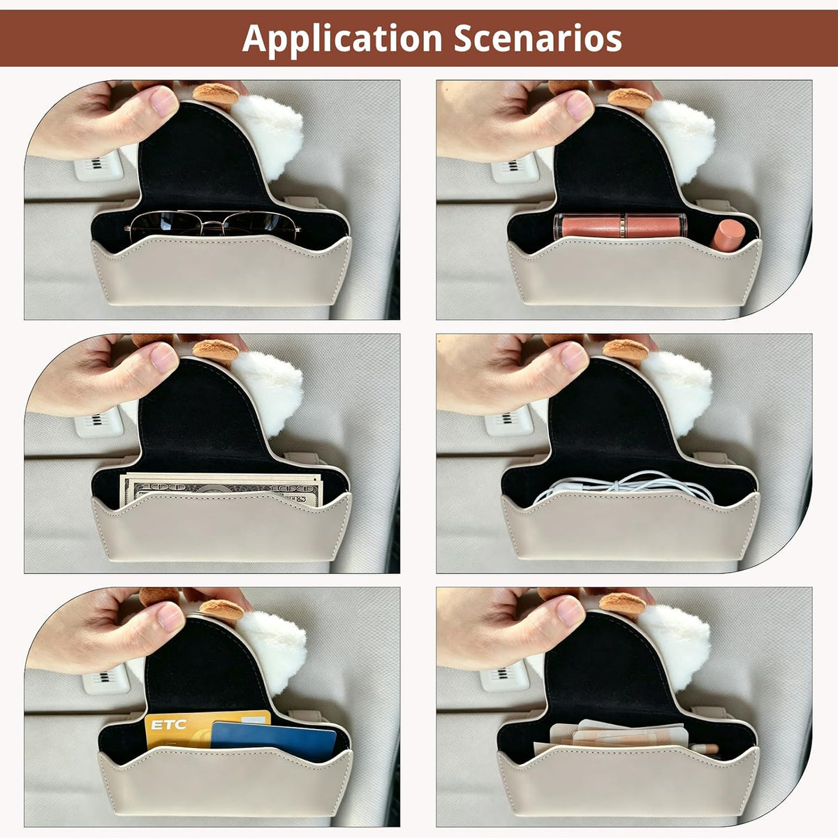 LEIWOOR Cute Cloud Magnetic Leather Sunglass Car Visor Clip Case Holder