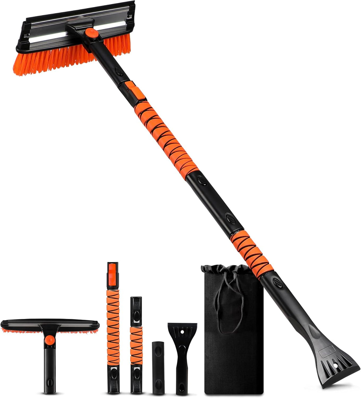 EcoNour 47" Extendable Snow Brush and Ice Scraper Pivoting Squeegee