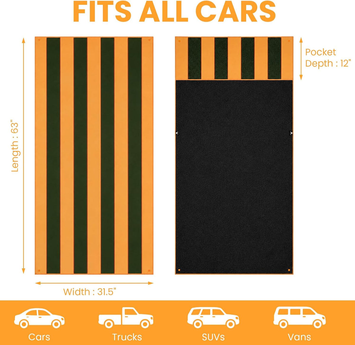 Car Seat Cover Towel for Front Seats Non-Slip with Headrest Pocket & Strap