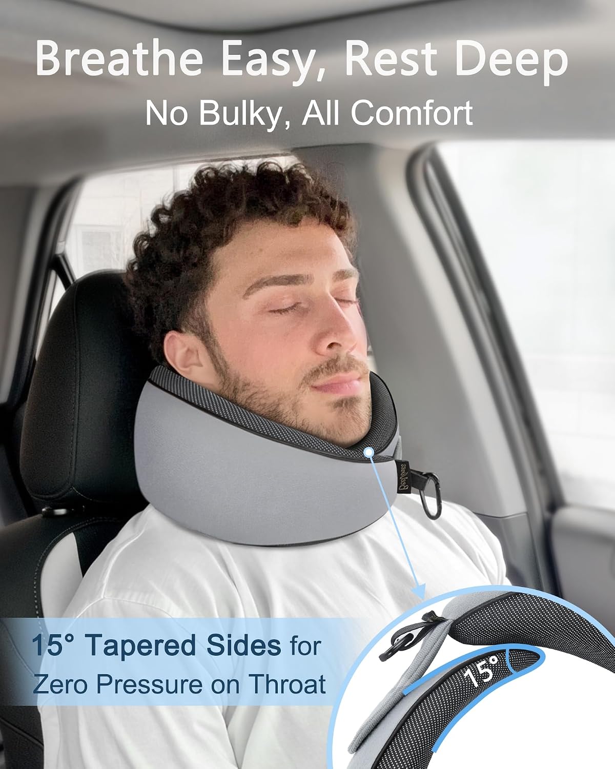BeeVines Travel Pillow with Carry Case, Memory Foam Neck Pillows for Airplanes, 360° Wrap Around Support for Sleeping, Breathable & Washable Cover for Long Flights, Car & Train Traveling