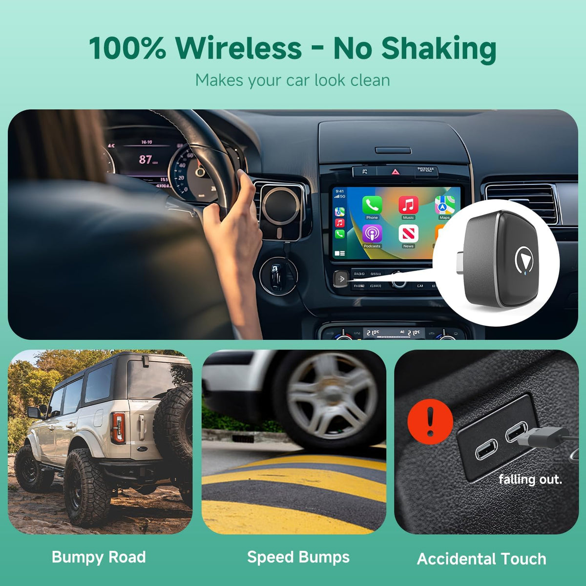 M1 C Wireless CarPlay Android Auto Adapter Native USB-C Direct Plug