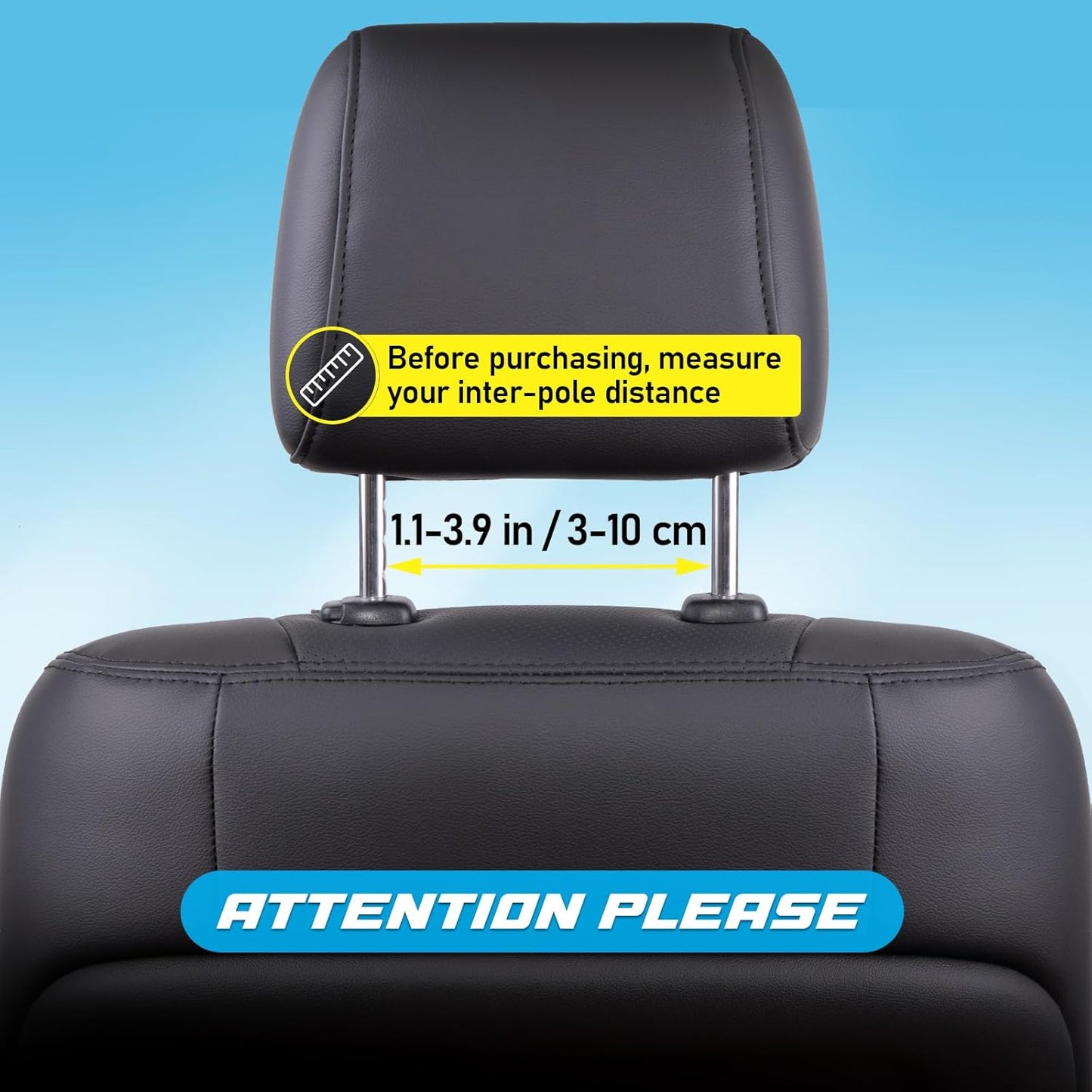 Spurtar Car Neck Pillow Height Adjustable Memory Foam Travel Pillow Headrest for Adults Neck Comfort Pain Relief While Driving Travel - Only Fit for Poles Distance 1.1" - 3.9" - Not for Children