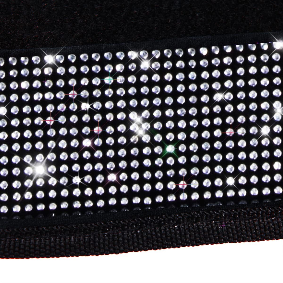 CAR PASS Bling Diamond Car Floor Mats, Shining Rhinestone Carpet Sparkly Glitter Crystal with Anti-Slip PVC Heel Pad Waterproof Universal Fit Automotive SUV,Sedan,Van,Cute Girl Women,4pcs Black Sliver