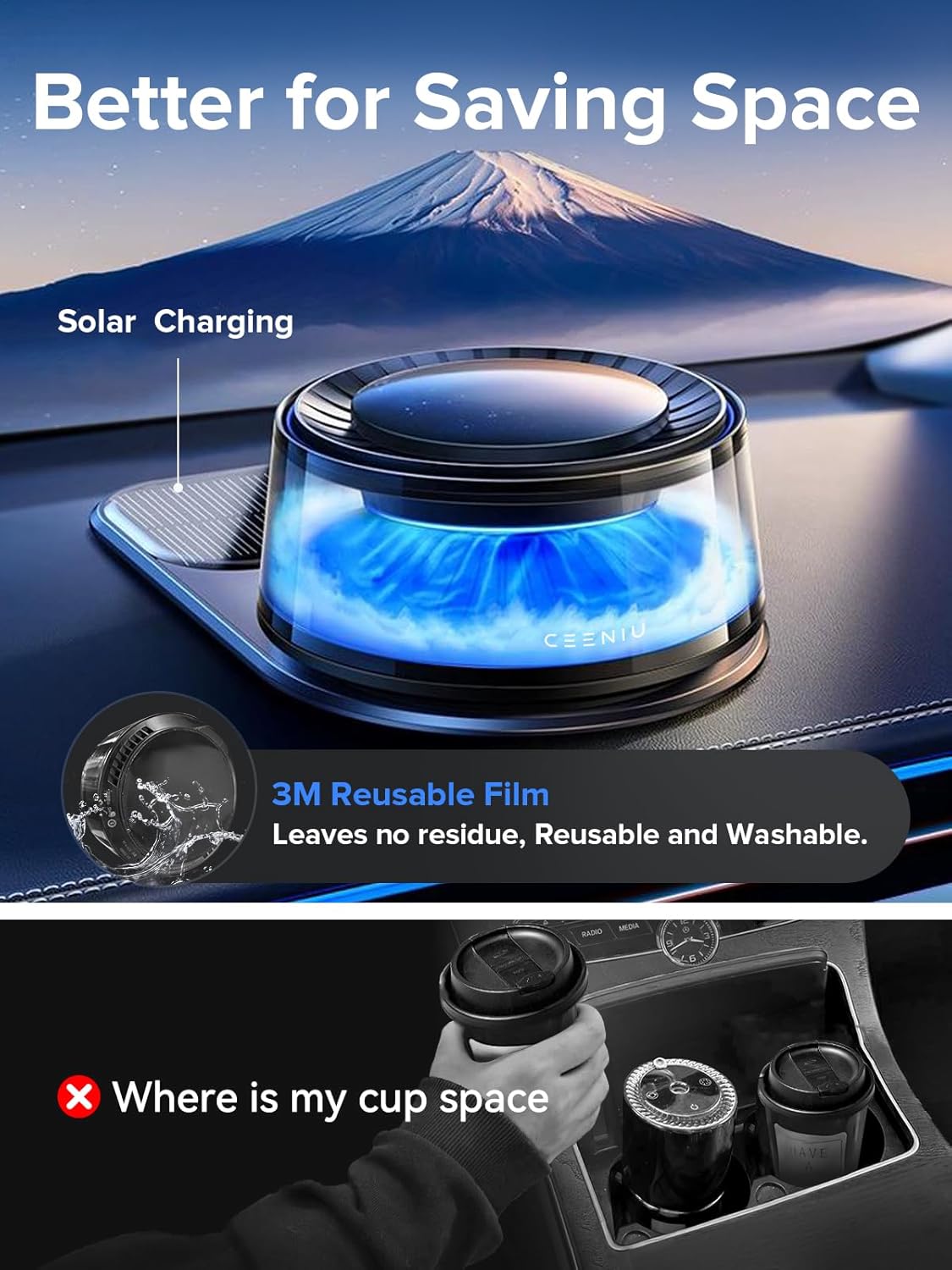 Ceeniu Smart Car Air Fresheners, Premium Scenic Fragrance Car Diffuser, Auto On/Off, Adjustable Intensity, Sandalwood Cologne & Cherry Blossom Lasts for 4 months, 2026 New CF8 Automotive Freshener