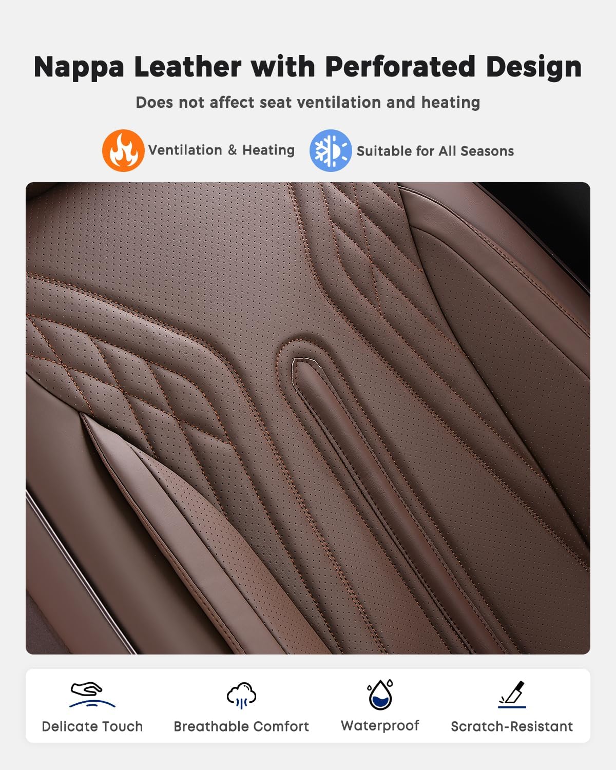Huidasource Rear Seat Covers, Universal Fit for Cars SUVs Trucks, Coffee