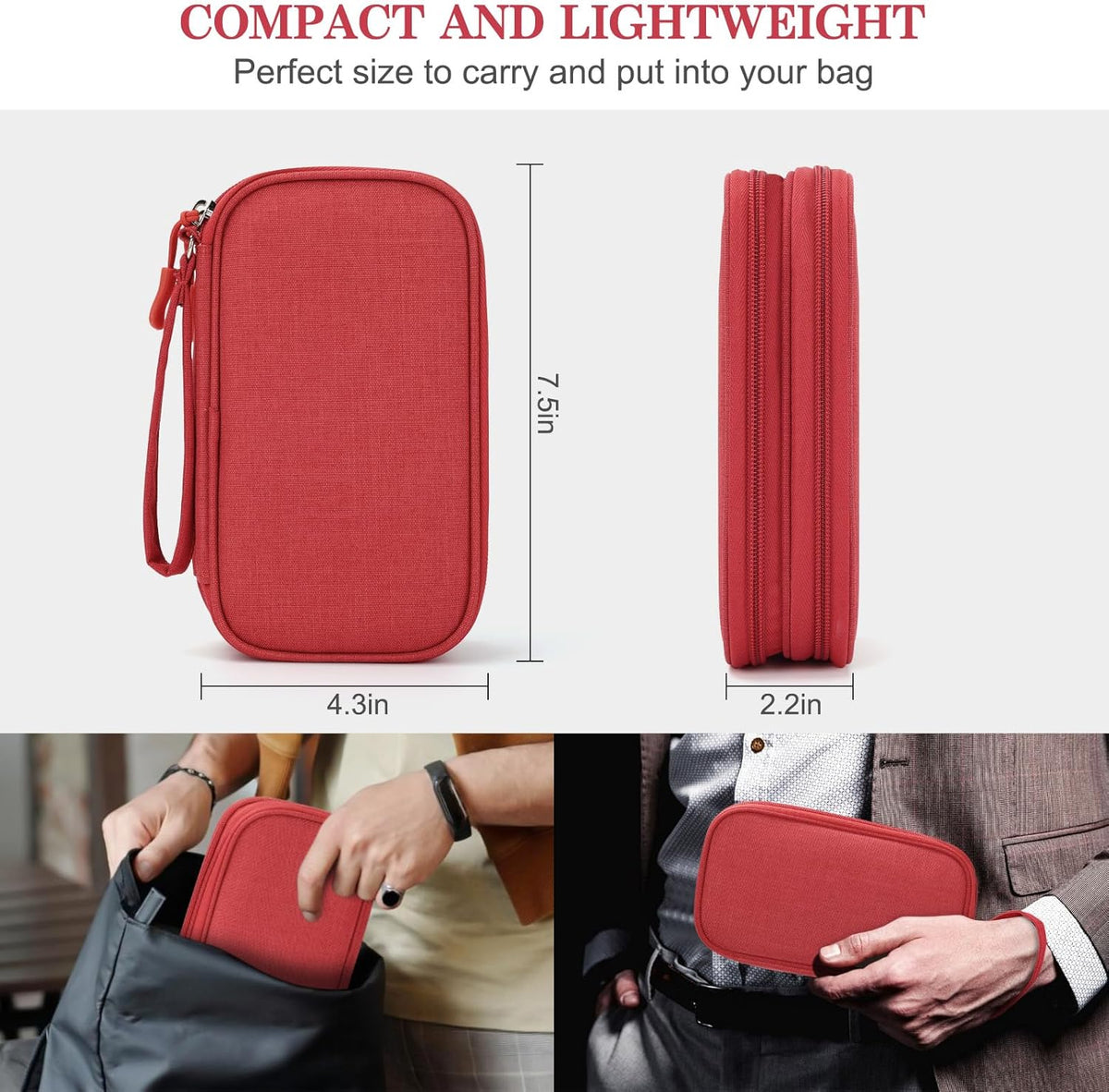 FYY Electronic Organizer, Travel Tech Pouch Bag, Cable Organizer Red