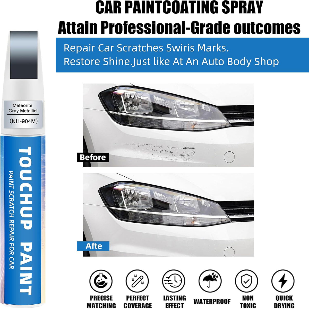 Meteorite Grey Metallic Touch Up Paint 2-in-1 Scratch Repair Pen for Honda