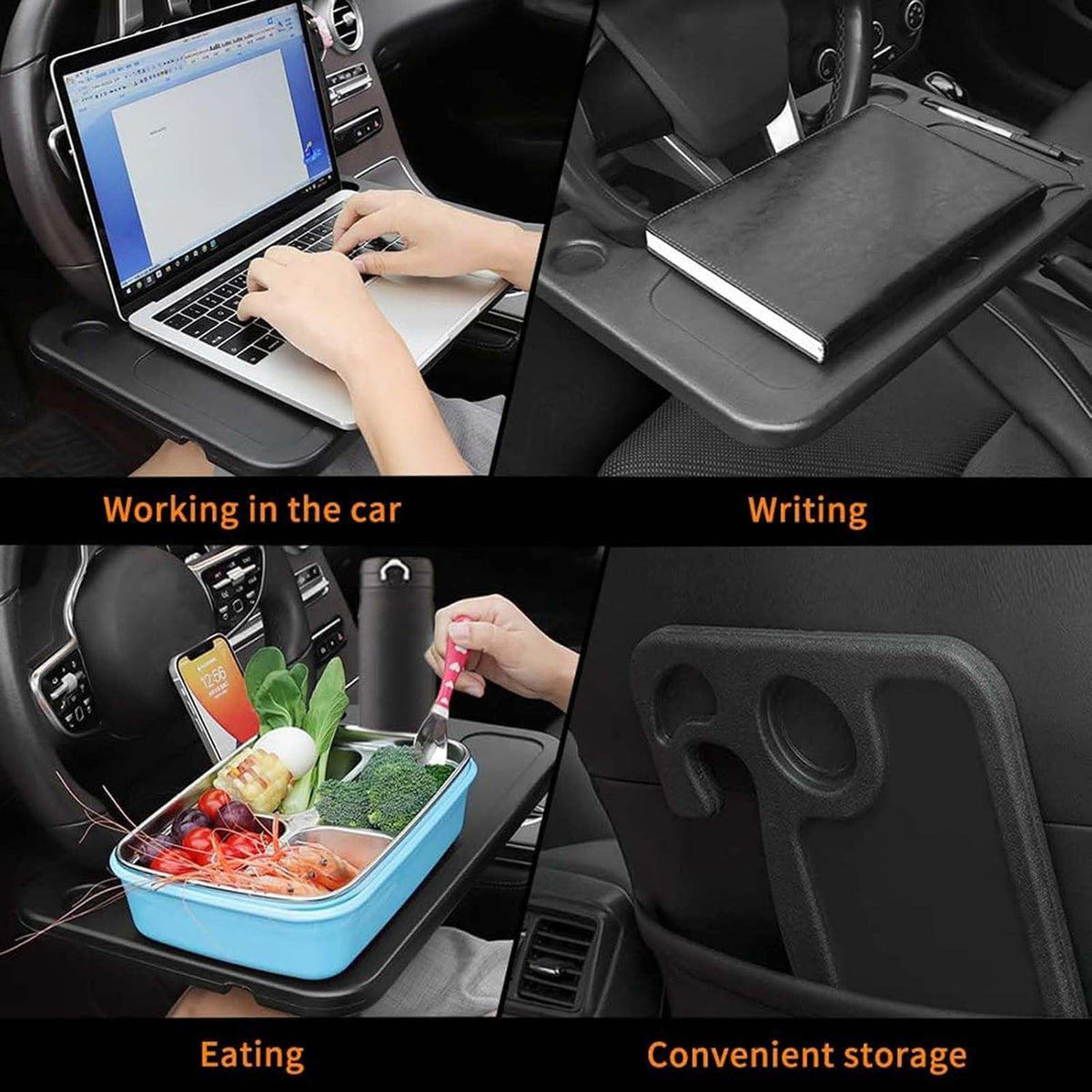 1 Pack Steering Wheel Desk for 2021-2025 Chrysler Pacifica/Pacifica Hybrid Pinnacle, Car Eating Tray Table Portable Laptop Mount Auto Travel Accessories Seat Slot Storage