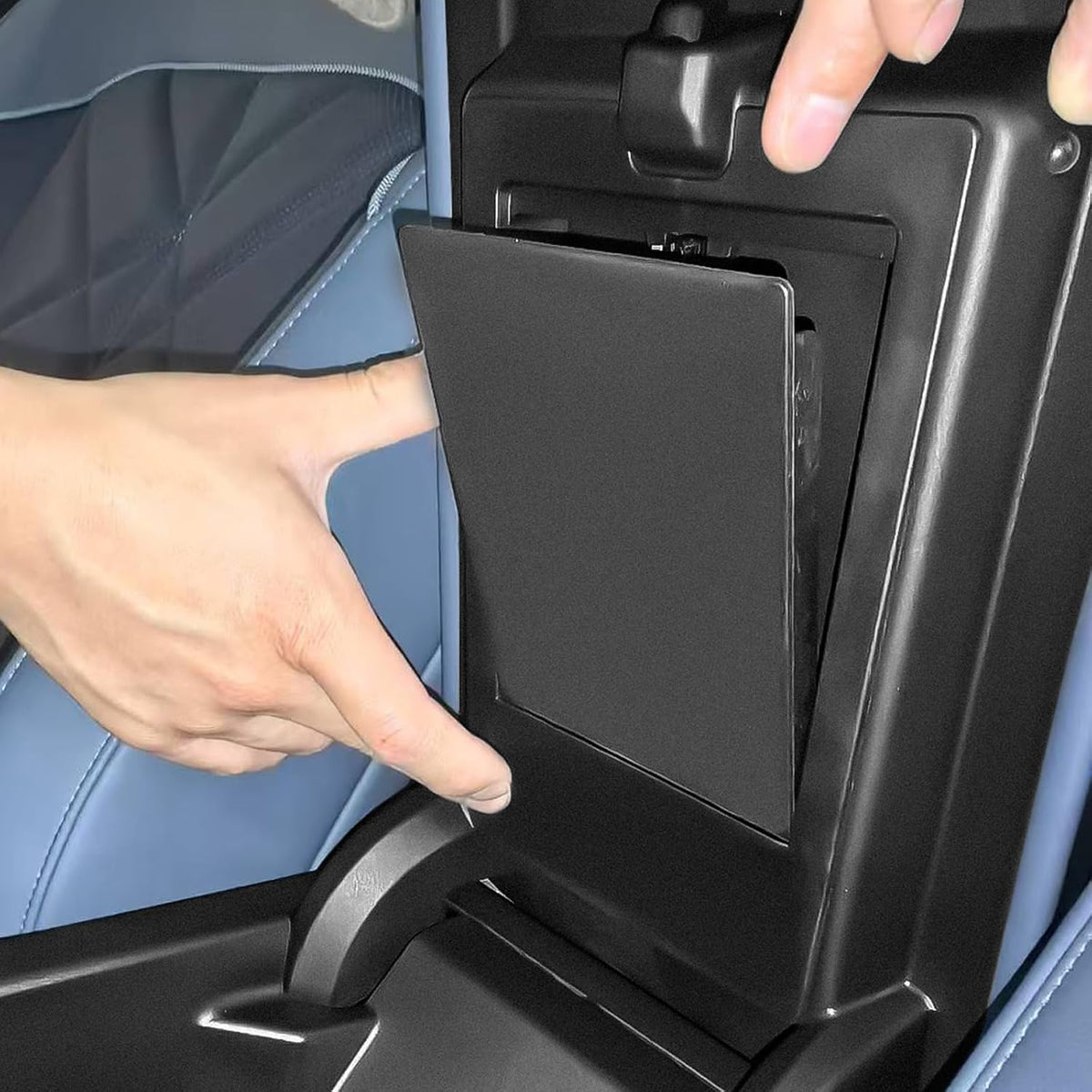LUWU Center Console Hidden Box Organizer Compatible with 2025 B MW X3 Accessories 2025 B MW X3 30 xDrive/M50 xDrive Console Organizer Tray Armrest Hidden Storage Box Secret Compartment Box (Black)