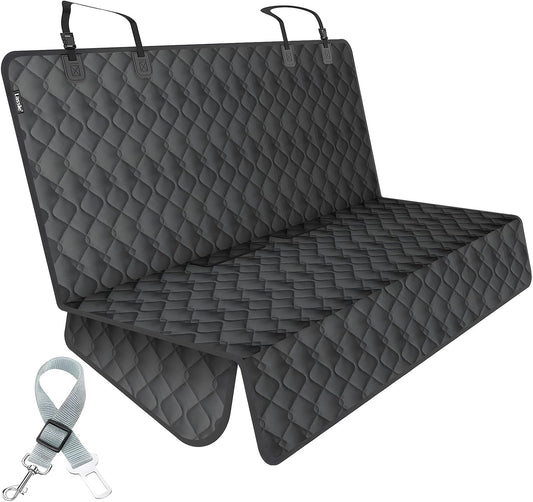 Back Seat Cover for Kids in Car | 100% Waterproof Car Seat Protector for Dogs with Seat Belt, Non-Slip | Bench Seat Cover from Scratches, Spills & Mess | Rear Seat Protector Fit Cars/SUVs/CRVs/Trucks