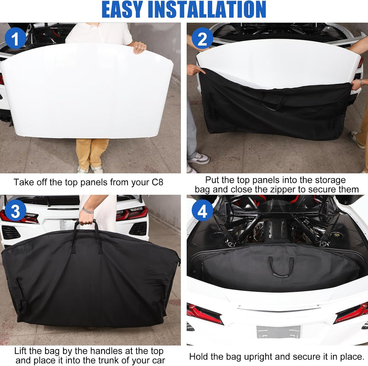 Daeiclru Removable Roof Panel Storage Bag Compatible with Chevrolet Corvette C8 2020-2026, Hard Top Storage Bag with Handle, Car Storage Accessories