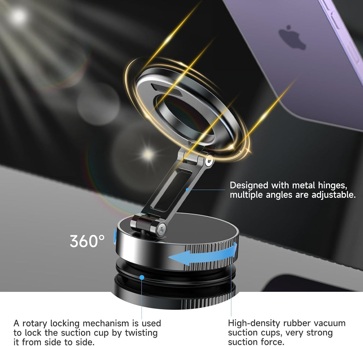 YAOKEEP Magnetic Car Phone Holder, Vacuum Magnetic Phone Mount