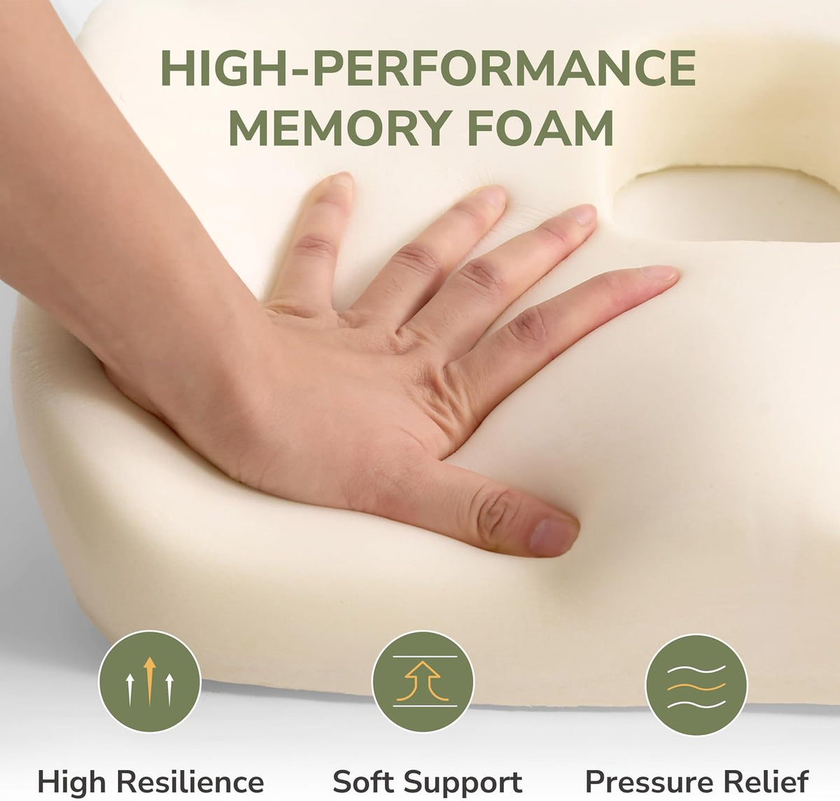 EGOHOME L-Shaped Seat Cushion for Office Chair & Car, Memory Foam Coccyx Cushion with Lumbar Support - Relieves Tailbone, Sciatica, Lower Back Pain, Adjustable Strap & Non-Slip Bottom, Grey