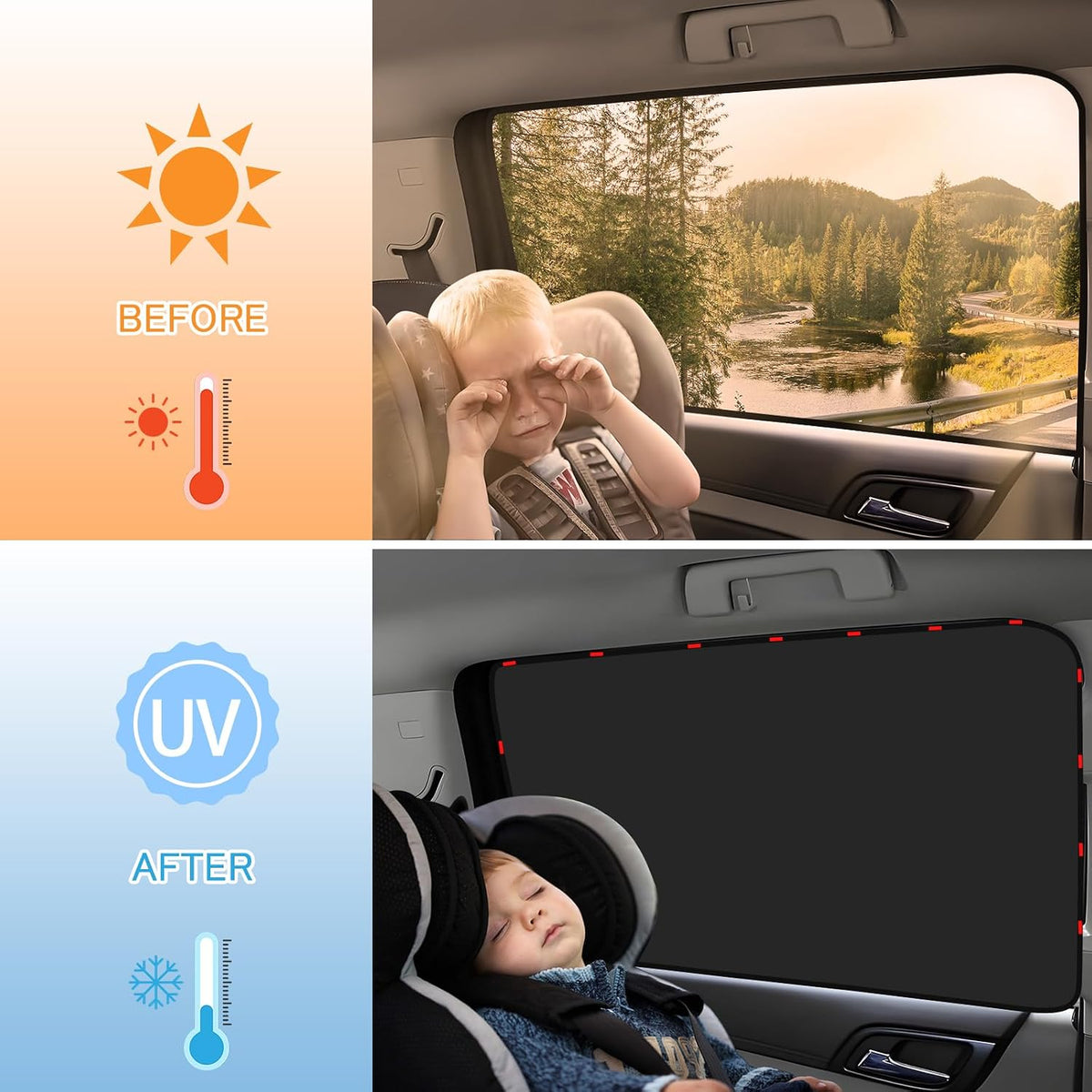 ZATOOTO Magnetic Car Window Shades 4 Pack, Car Privacy Curtains for Camping