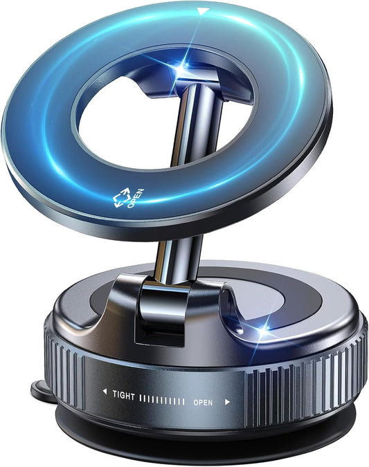 Vacuum Magnetic Phone Holder for Car, Dual-Axis & 360 Adjustable