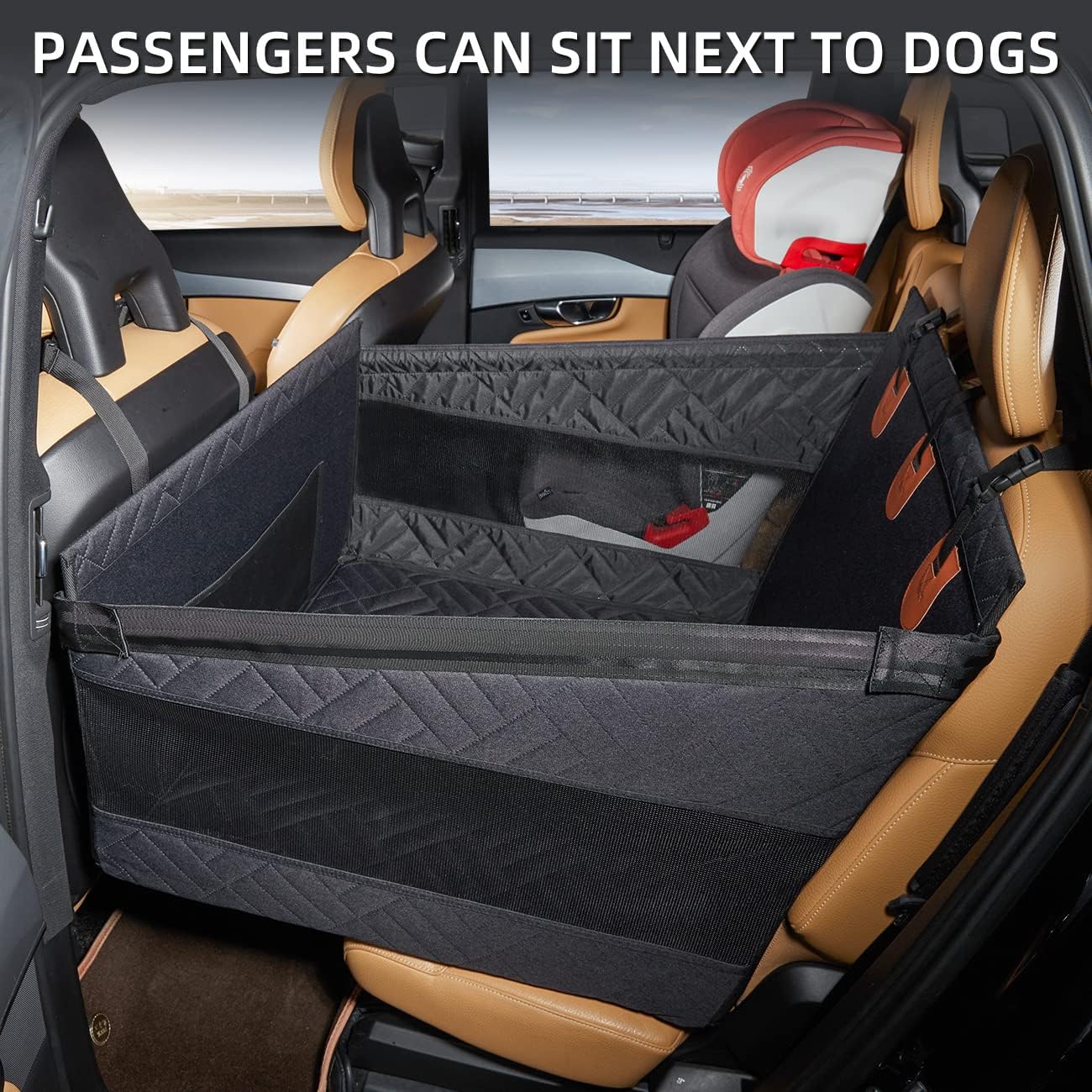 TKYZ Large Dog Car Seat,Back Seat Extender for Dogs,Waterproof Medium Dog Seat Cover for Backseat, Pet Bed for Car Hammock(Black-L)