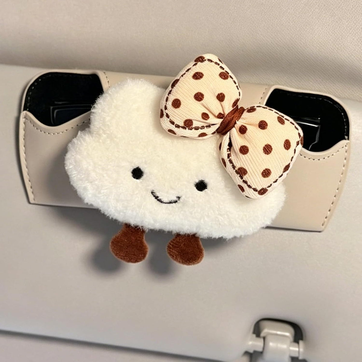 LEIWOOR Cute Cloud Magnetic Leather Sunglass Car Visor Clip Case Holder