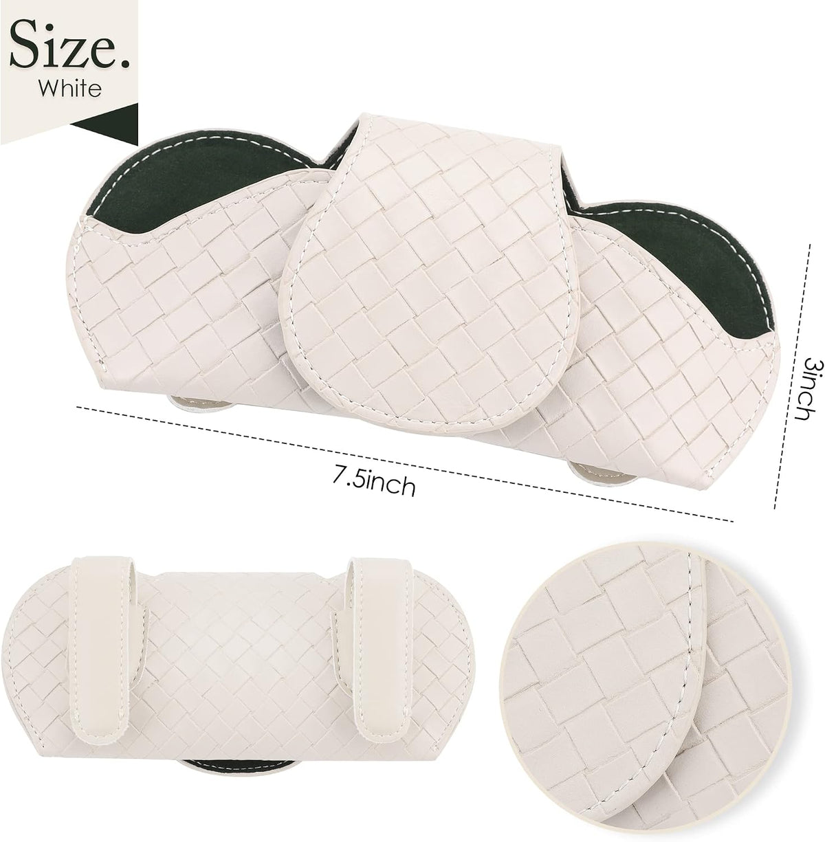 KINIVA Sunglasses Holder for Car Visor Leather Glasses Case with Clips for Car Visor Automotive Interior Visor Accessories Apply to All Car Models (09 Beige)