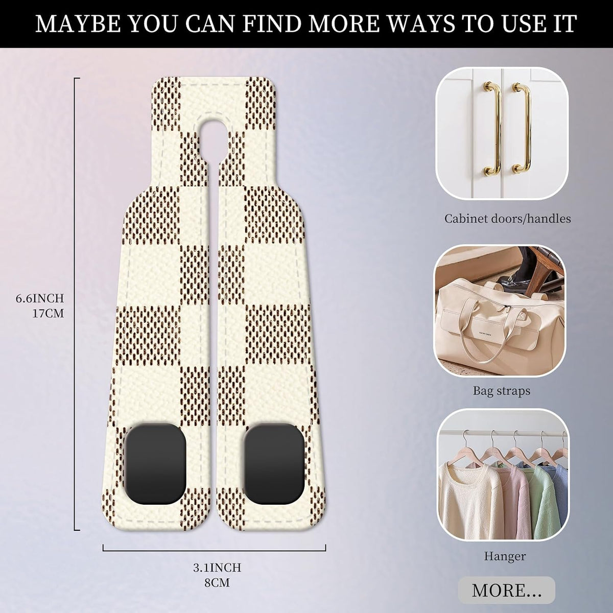 PU Leather Car Seat Hook, Storage Headrest Hanger, Cute Car Backseat Organizer, Car Hooks For Purses and Bags Luxury Checkerboard