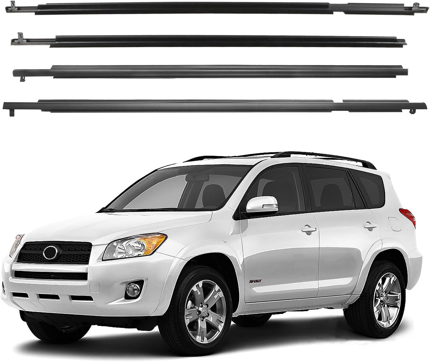 ItranMc Window Molding Trim Seal for 2009-2012 Toyota Rav4,Black Outer Door Weather Strip Window Seal Belt,Replace#75710-0R020 75720-0R020 75730-0R020 75740-0R020