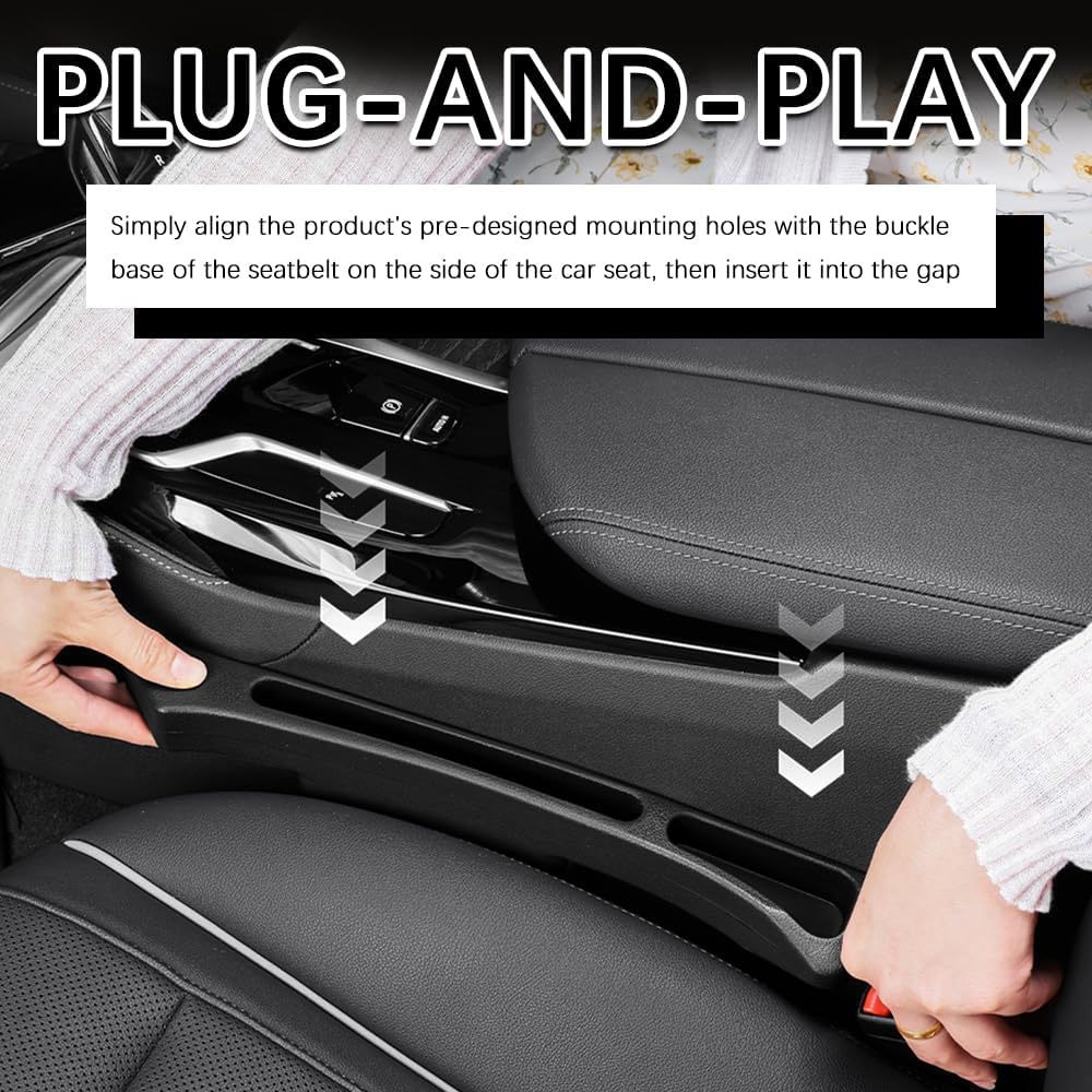 2PCS Deepened No Drop Car Seat Gap Filler Organizer