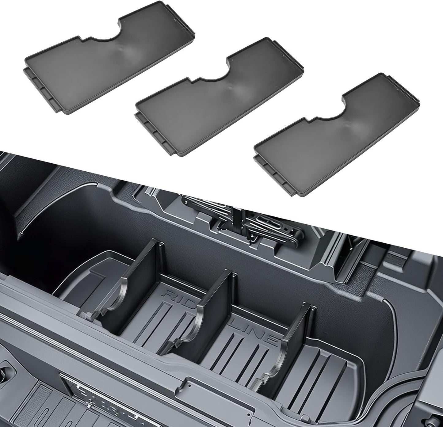 HGWEI Trunk In-Bed Dividers Compatible with 2017-2026 Honda Ridgeline Accessories Trunk Cargo Organizer Tailgate Rear Insert Compartment Tray (3Pcs)